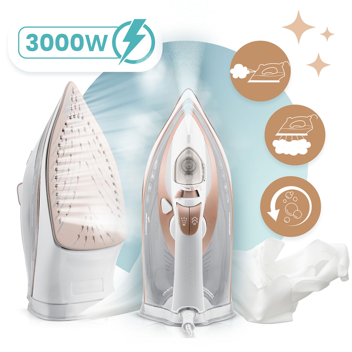 Żelazko parowe 3000W ceramiczna powłoka praca w pionie Berdsen 333201