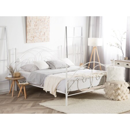 Łóżko metalowe 160 x 200 cm białe DINARD