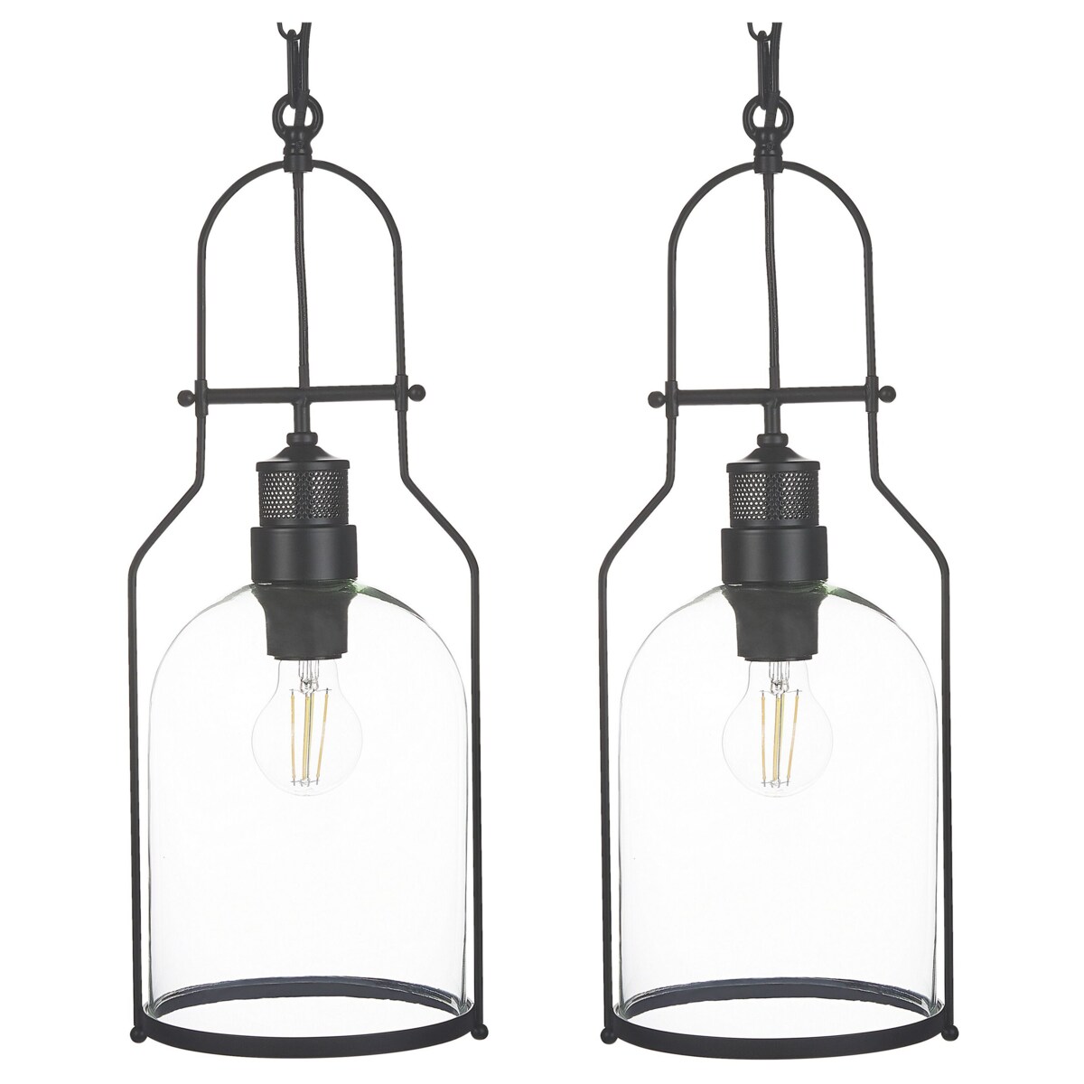 Zestaw 2 lamp wiszących metalowy czarny BASHILO