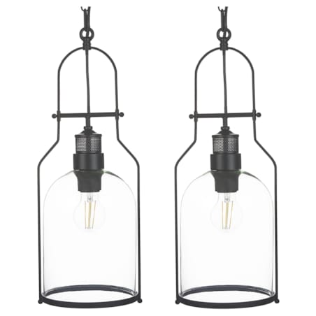 Zestaw 2 lamp wiszących metalowy czarny BASHILO