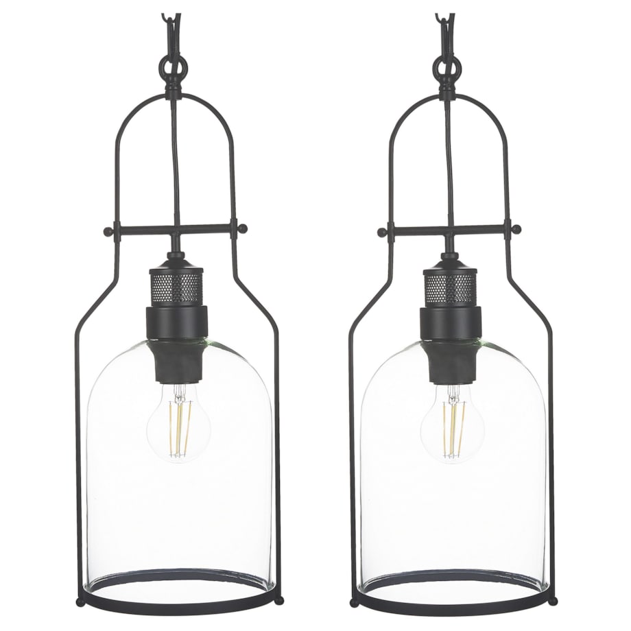 Zestaw 2 lamp wiszących metalowy czarny BASHILO