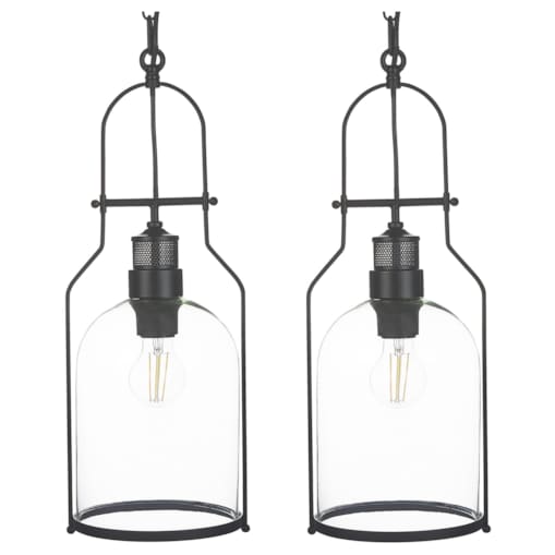 Zestaw 2 lamp wiszących metalowy czarny BASHILO