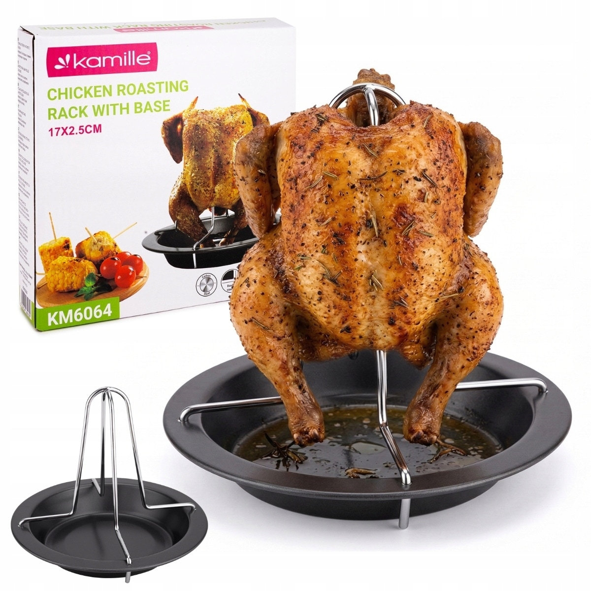 Stojak ruszt do pieczenia całego kurczaka 17cm do piekarnika KAMILLE