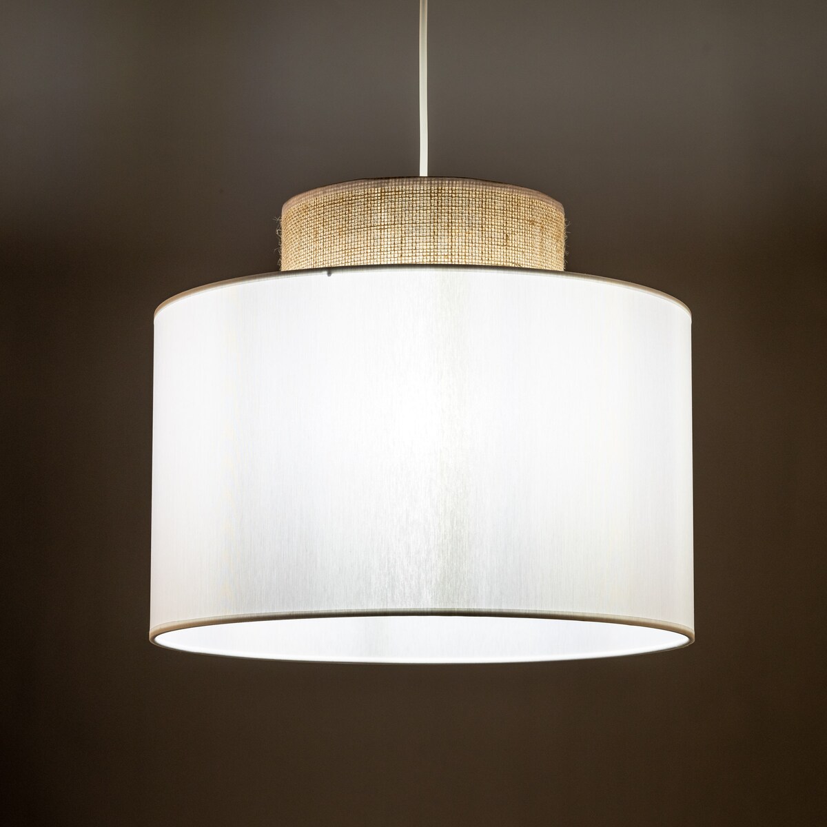 Lampa wisząca TK Lighting DUO White Juta 1856 biała z jutą E27 regulowana wysokość 170 cm nowoczesna do salonu i jadalni