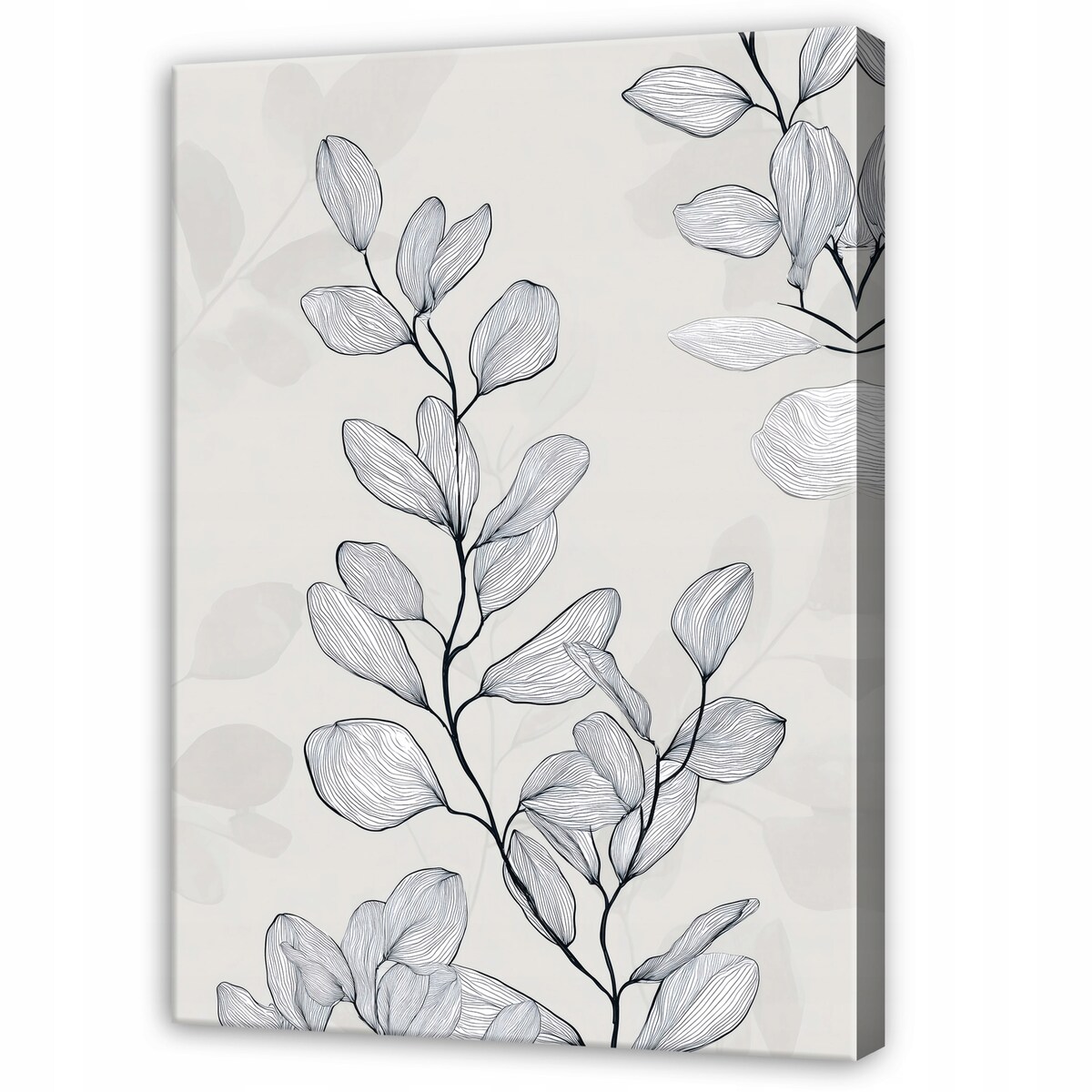 Obraz Do Sypialni Salonu Na Płótnie Liście Nowoczesny Szary 70x100