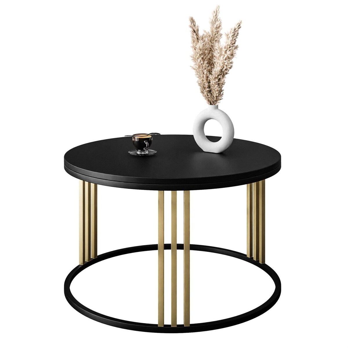 Okrągły stolik kawowy LORI MIX złoty czarny mat