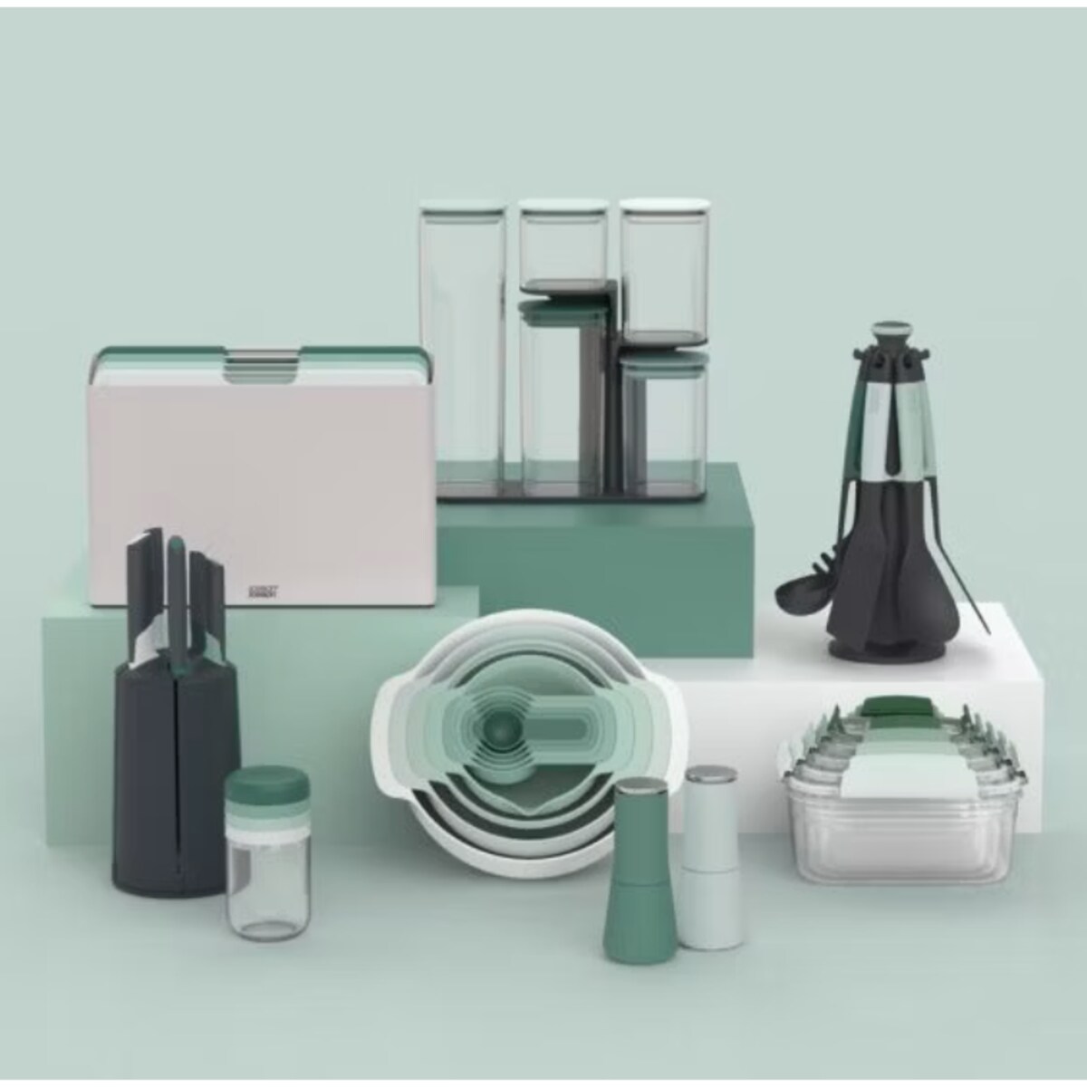 Zestaw 5 narzędzi na stojaku Elevate Sage,  34 x 23 x 23 cm, Joseph Joseph