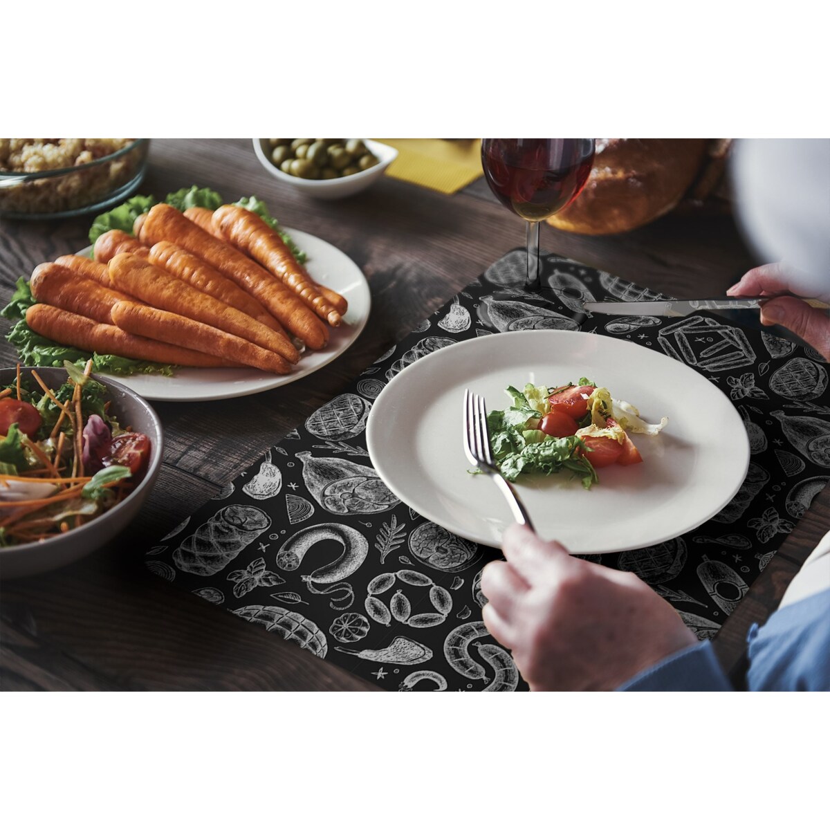 Komplet mat pod talerz Mięsne przysmaki, 6 szt. 45x30cm