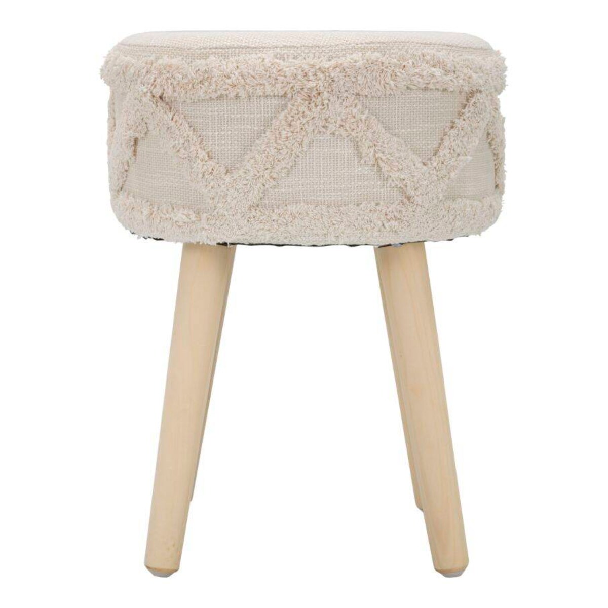 Taboret w stylu boho, drewniane nogi, Ø 32 cm