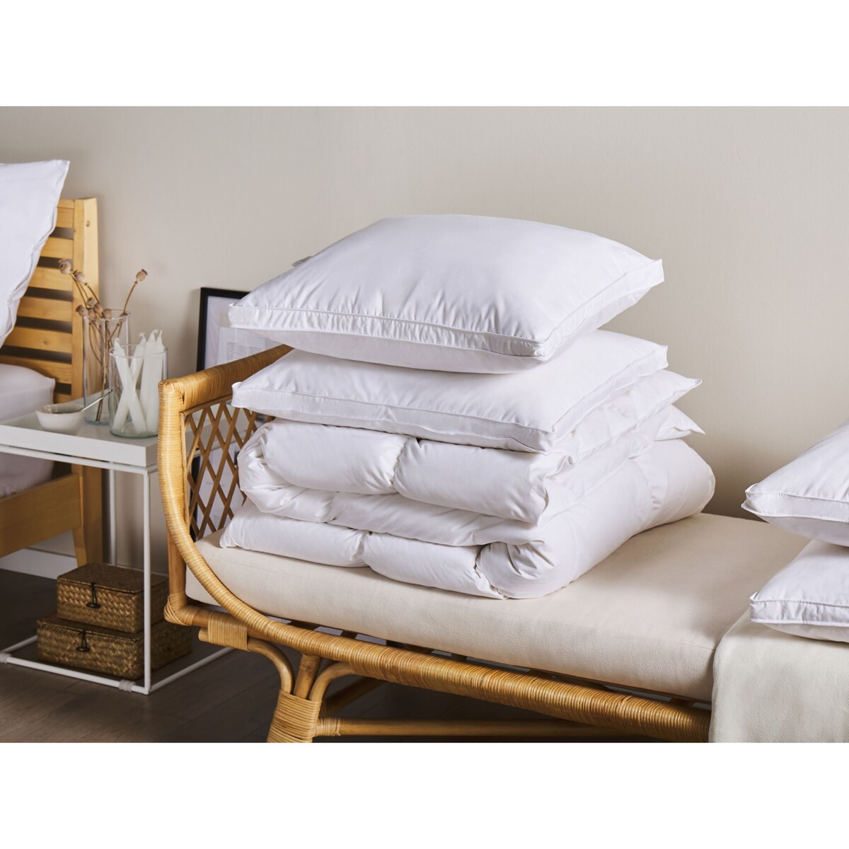 Zestaw 2 poduszek z pierza i puchu niskich 50 x 60 cm KARIJANG