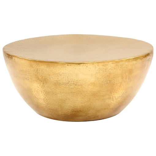 vidaXL Stolik kawowy z młotkowanego aluminium, 70x30 cm, mosiądz