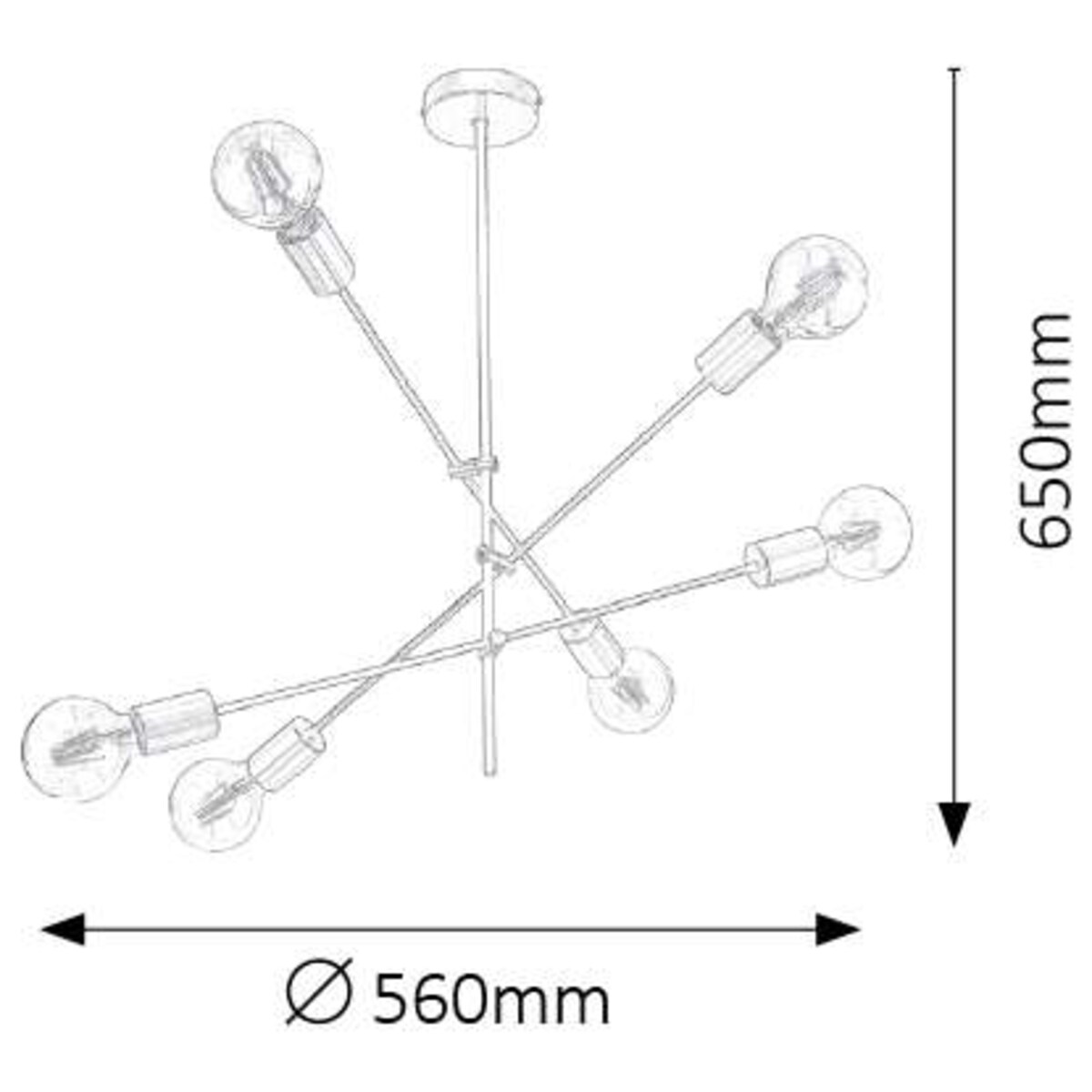 Industrialna LAMPA sufitowa LANNY 2104 Rabalux metalowa OPRAWA pręty molekuły sticks czarne złote