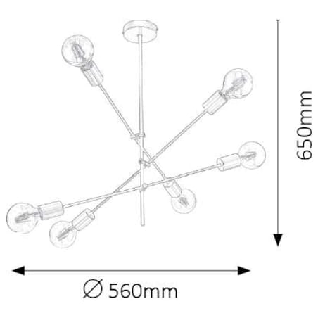 Industrialna LAMPA sufitowa LANNY 2104 Rabalux metalowa OPRAWA pręty molekuły sticks czarne złote