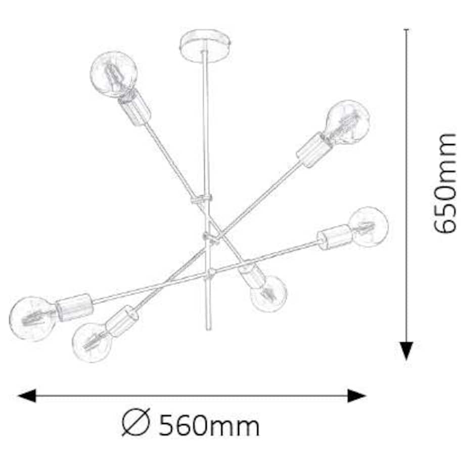 Industrialna LAMPA sufitowa LANNY 2104 Rabalux metalowa OPRAWA pręty molekuły sticks czarne złote