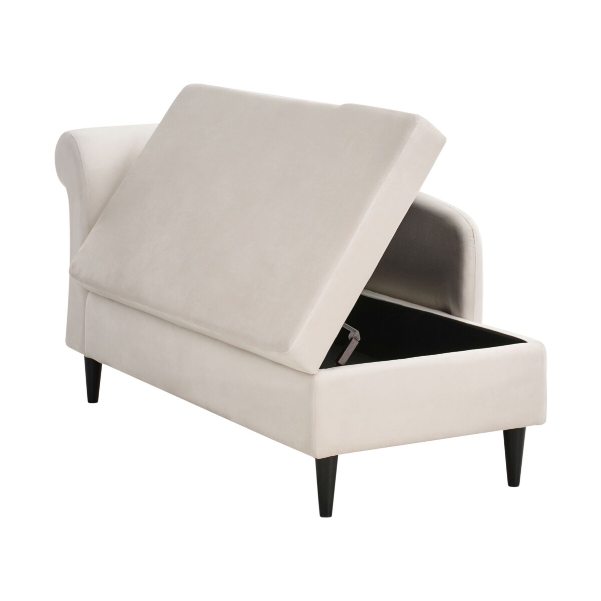 Szezlong lewostronny LUIRO Welur Beżowy ze schowkiem