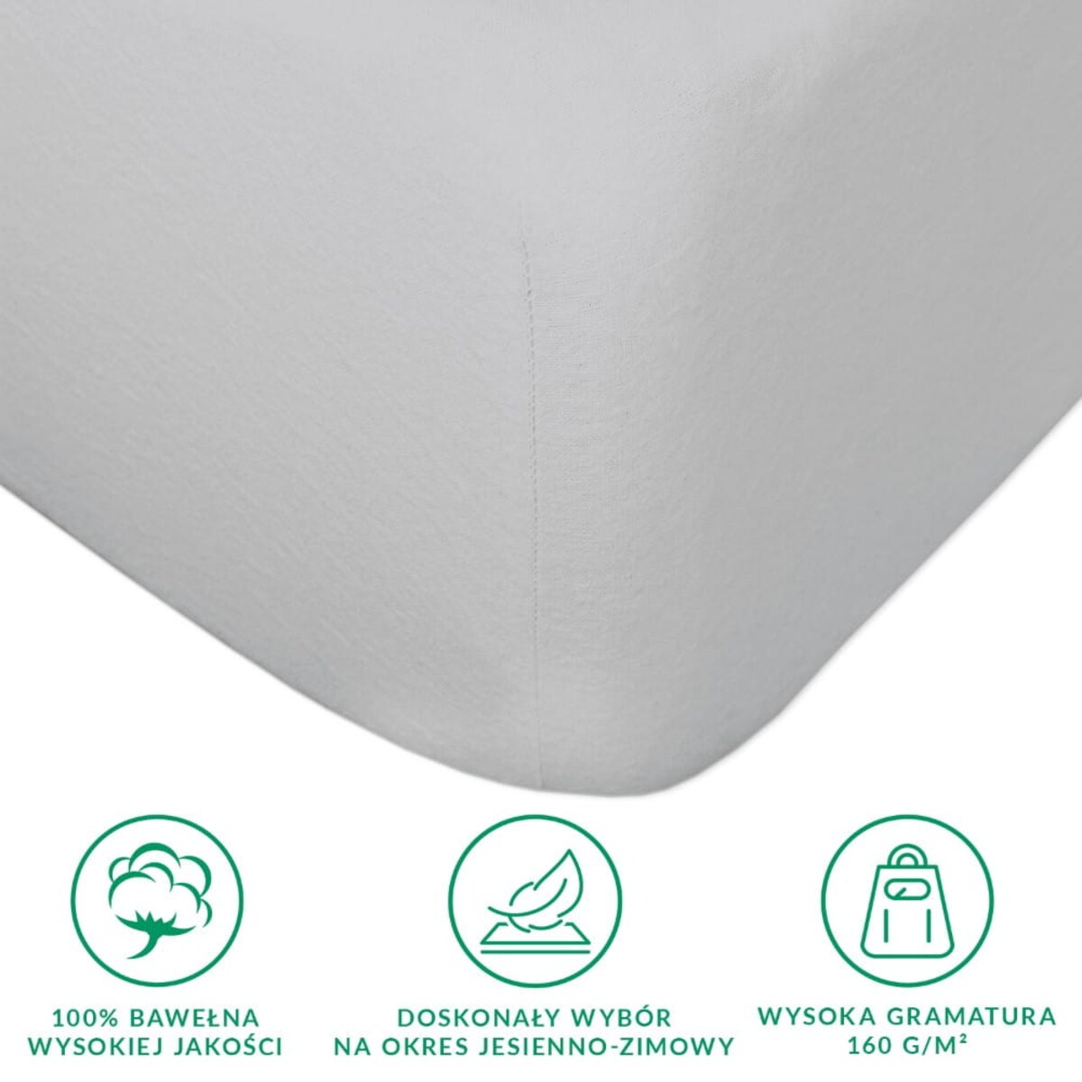 Prześcieradło flanela z gumką 90x200 kolor popiel