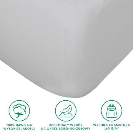 Prześcieradło flanela z gumką 90x200 kolor popiel