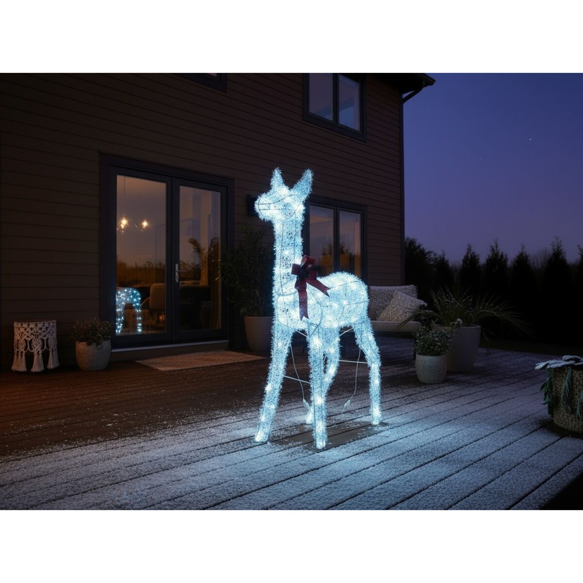 Dekoracja ogrodowa LED AURENNE Jelonek 110 cm Biały