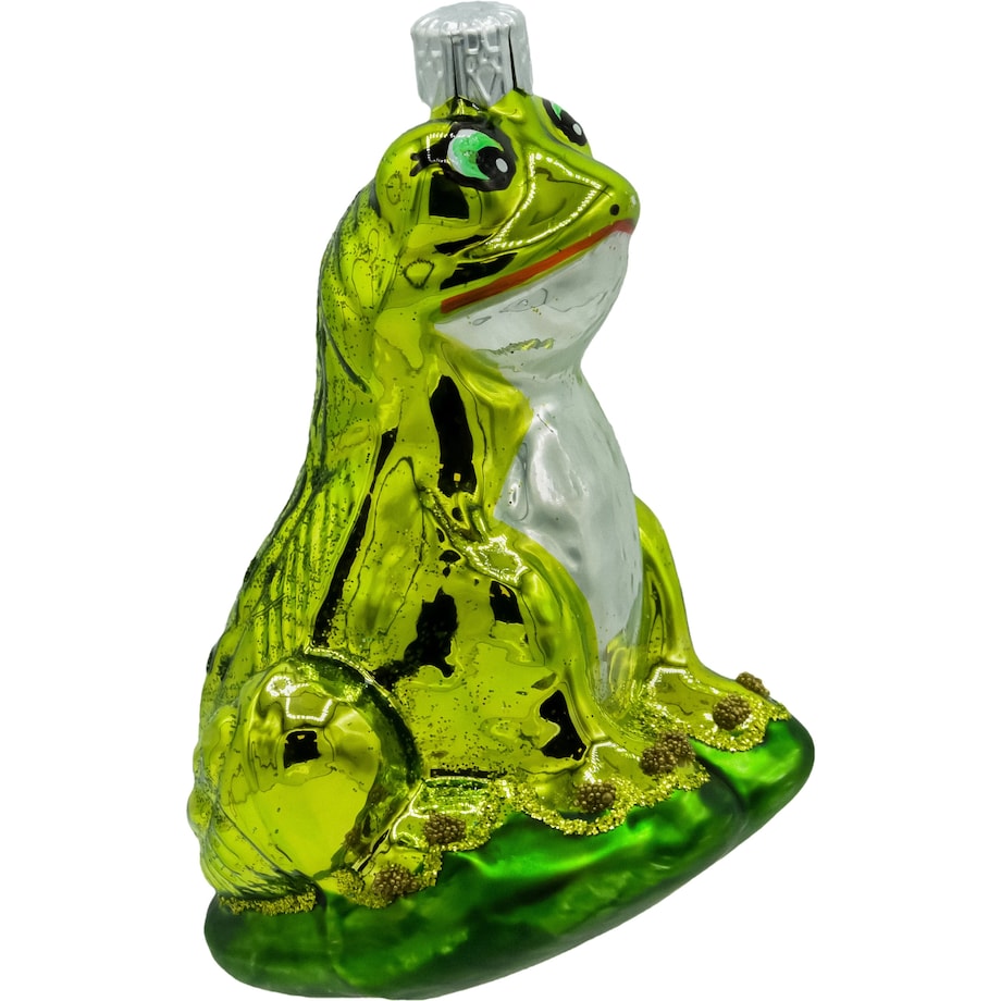 Bombka choinkowa: Żaba na liściu: błyszcząca