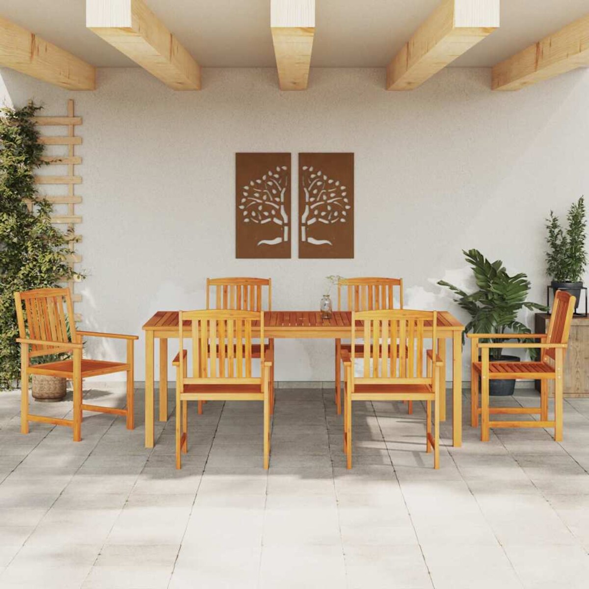 vidaXL Zestaw do jadalni w ogrodzie 7 pcs Brązowy lite drewno akacjowe