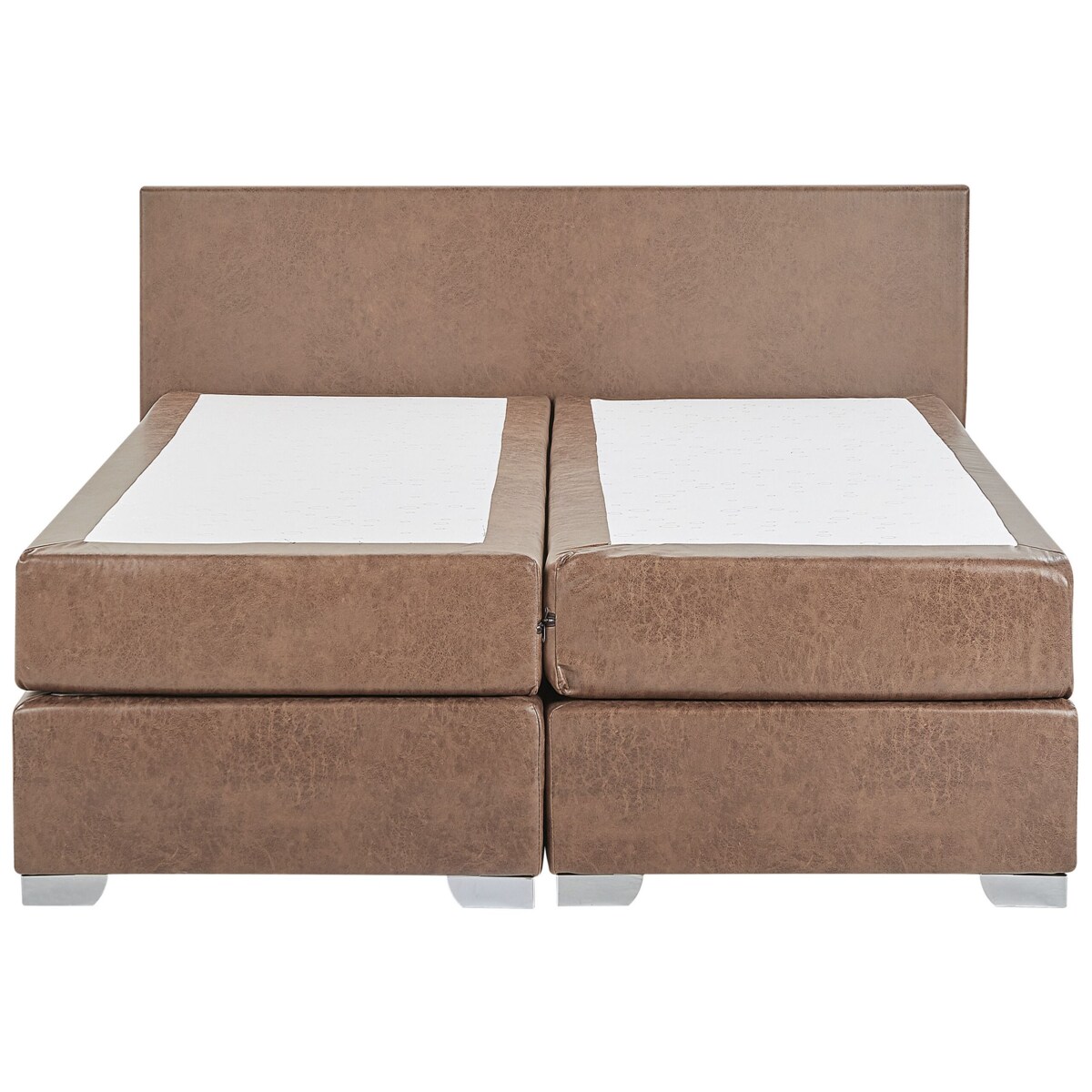 Łóżko kontynentalne ekoskóra 180 x 200 cm brązowe PRESIDENT