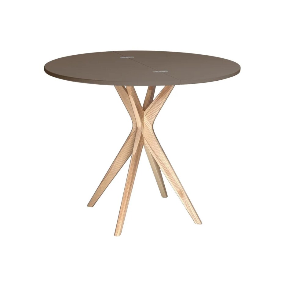 Stół półokrągły CUTTI 90x90 rozkładany brązowy/jesion