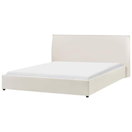 Łóżko wodne Welur LAVAUR 180 x 200 cm Złamana biel