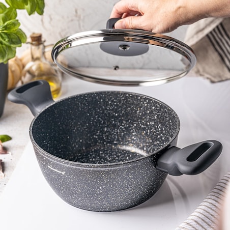 Garnek z powłoką marmurową czarny indukcja gaz 20cm 2.3L KLAUSBERG