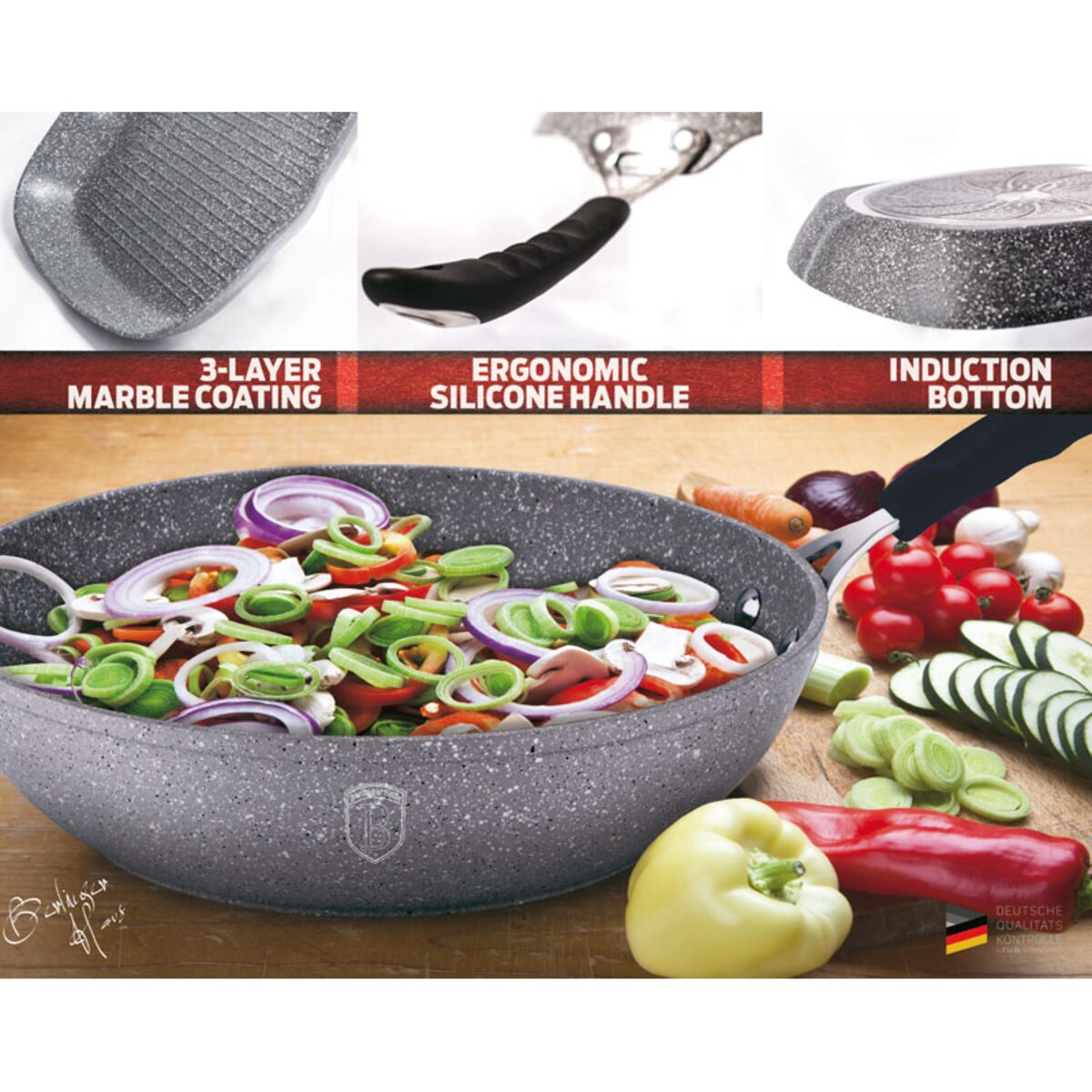 Patelnia wok BERLINGER HAUS 28cm Gray Stone Touch