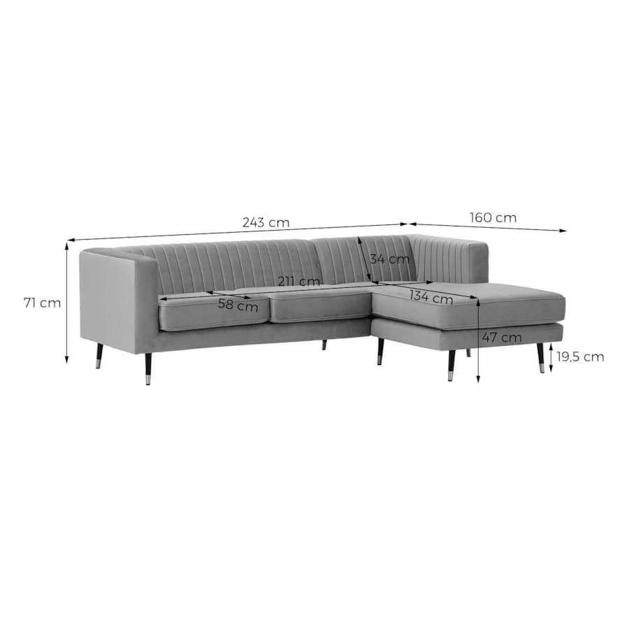 Duży narożnik prawy Slender-Velluto 12