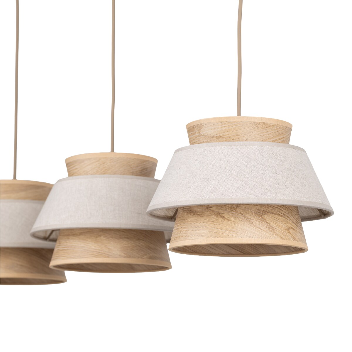 Lampa Wisząca Belka Tk Lighting Kalum Len Fornir 3Xe27 Skandynawski, Boho, Japandi
