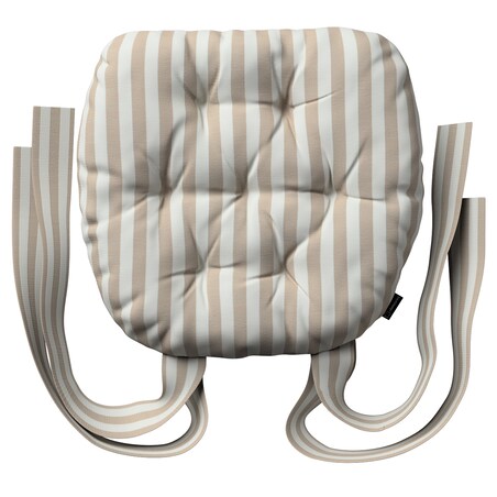 Poduszka na krzesło Marcin, beżowo-białe pasy (1,5cm), 40 x 37 x 8 cm, Christmas