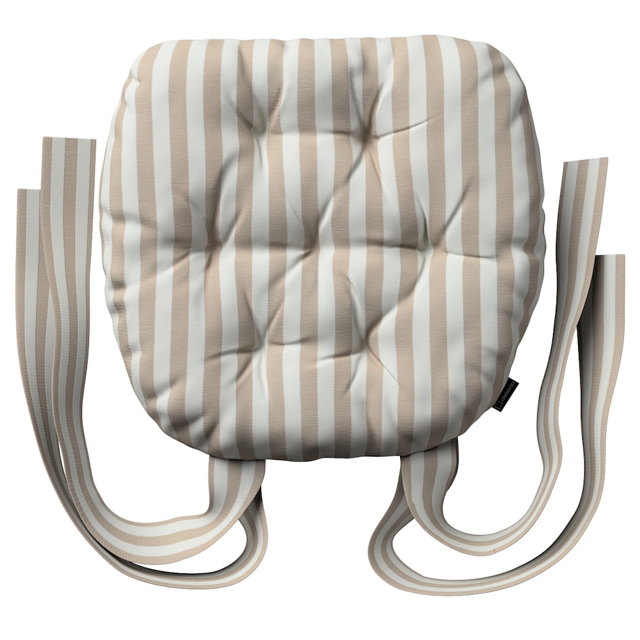 Poduszka na krzesło Marcin, beżowo-białe pasy (1,5cm), 40 x 37 x 8 cm, Christmas