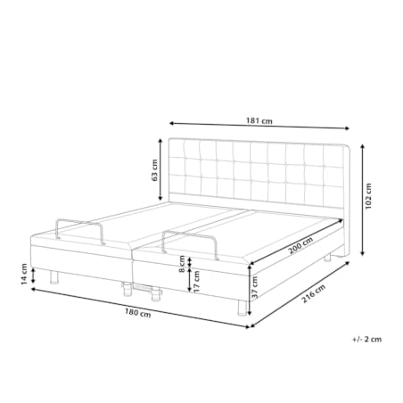 Łóżko regulowane tapicerowane 180 x 200 cm beżowe DUKE