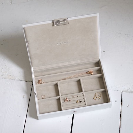 Szkatułka Stackers classic biało-beżowa z pokrywką