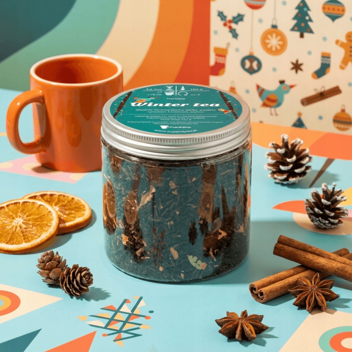 Herbata czarna zimowa WINTER TEA o smaku pieczonego jabłka z przyprawami 120g - herbata rozgrzewająca na prezent upominek podarunek