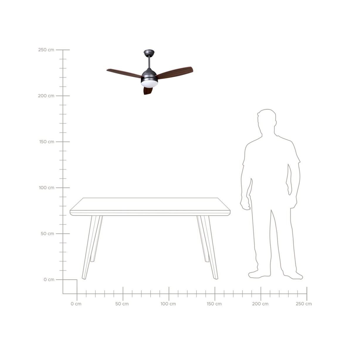 Wentylator sufitowy z lampą MANSALA Ciemnobrązowy