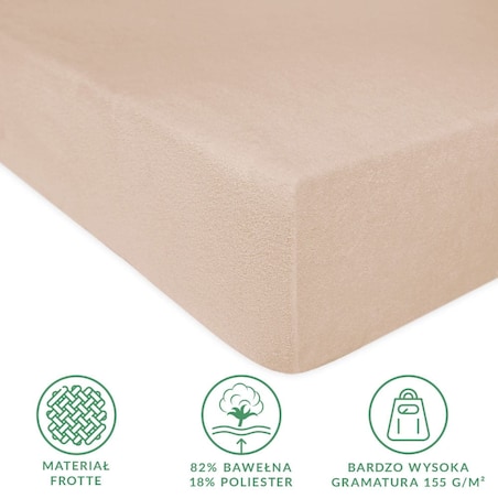 Prześcieradło z bawełny frotte z gumką 140x200 kolor beż