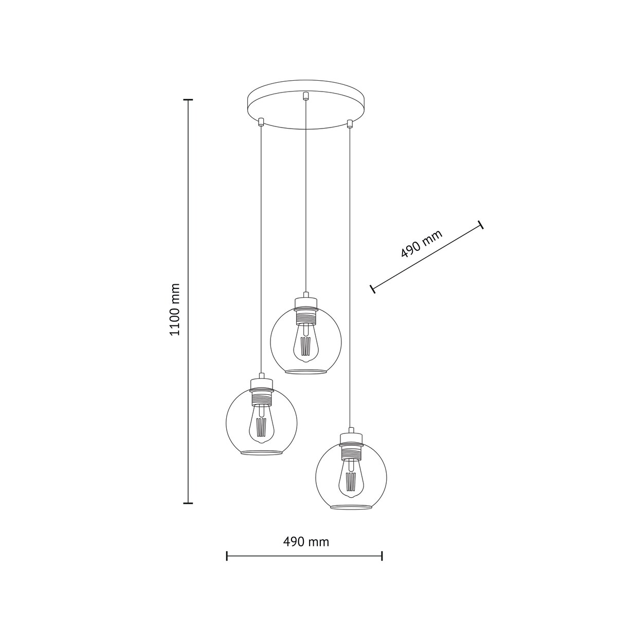 Okrągła lampa wisząca kaskada Cubus 2831 TK Lighting metalowa szklana