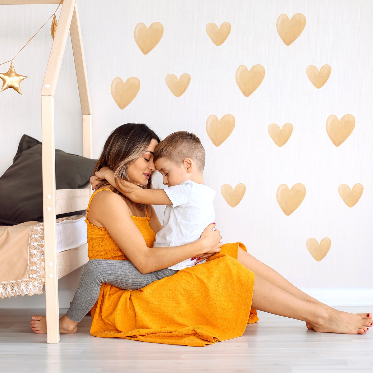 Naklejki Na Ścianę Dla Dzieci Żółte SERDUSZKA Serca ZESTAW