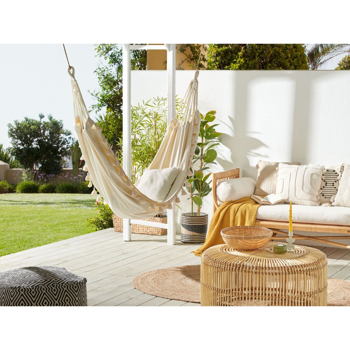 Hamak ogrodowy bawełniany beżowy VERCELLI
