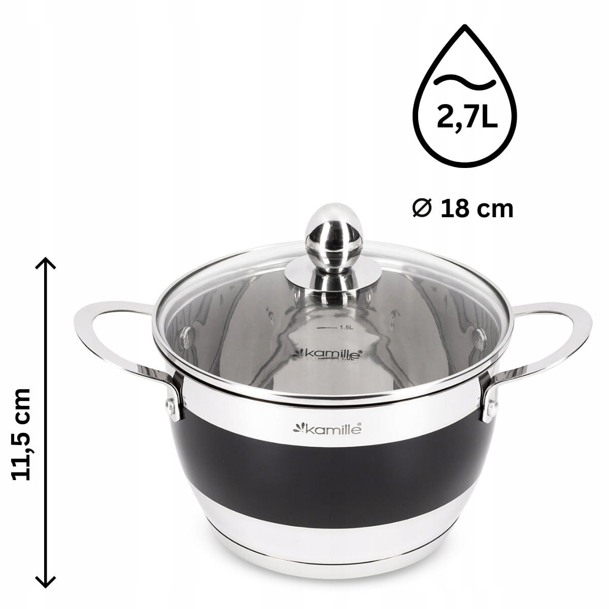 Komplet zestaw garnków garnki indukcja 2/2.7/3.6/5.9L KAMILLE