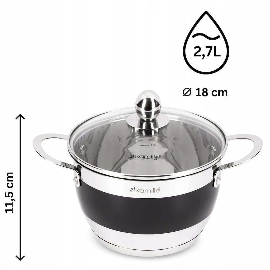 Komplet zestaw garnków garnki indukcja 2/2.7/3.6/5.9L KAMILLE