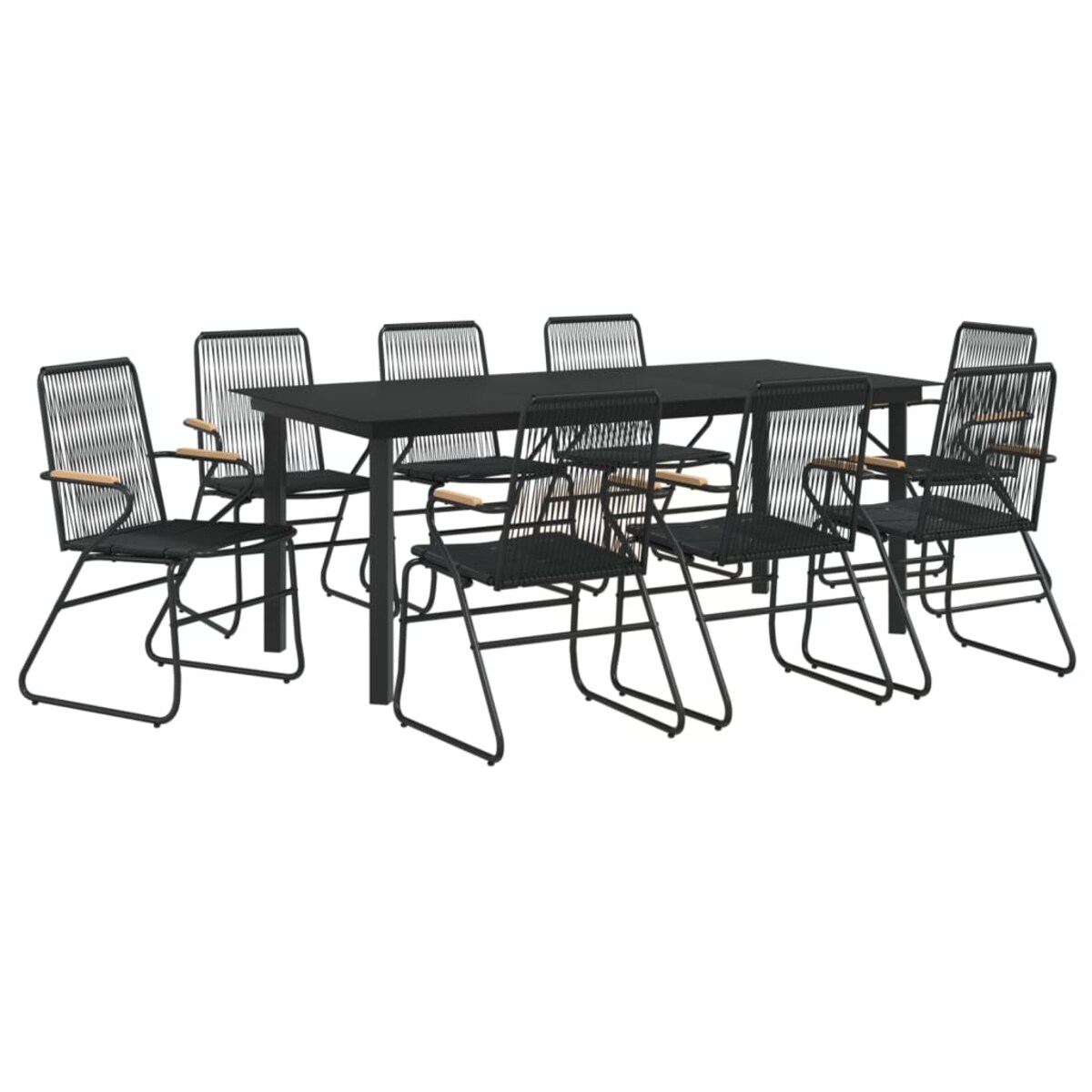 vidaXL 9-częściowy zestaw mebli ogrodowych, czarny, rattan PVC