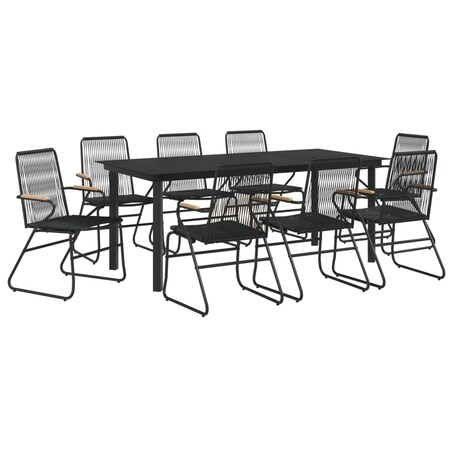 vidaXL 9-częściowy zestaw mebli ogrodowych, czarny, rattan PVC