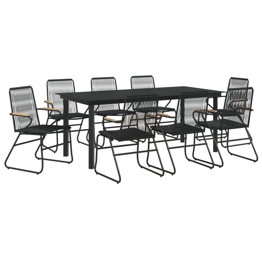 vidaXL 9-częściowy zestaw mebli ogrodowych, czarny, rattan PVC