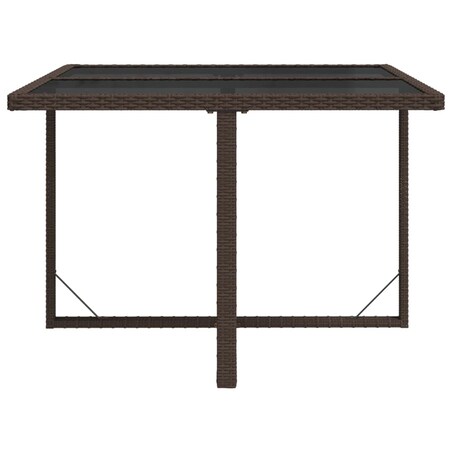 vidaXL Stół ogrodowy, brązowy, 109x107x74 cm, polirattan i szkło