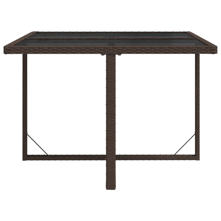 vidaXL Stół ogrodowy, brązowy, 109x107x74 cm, polirattan i szkło