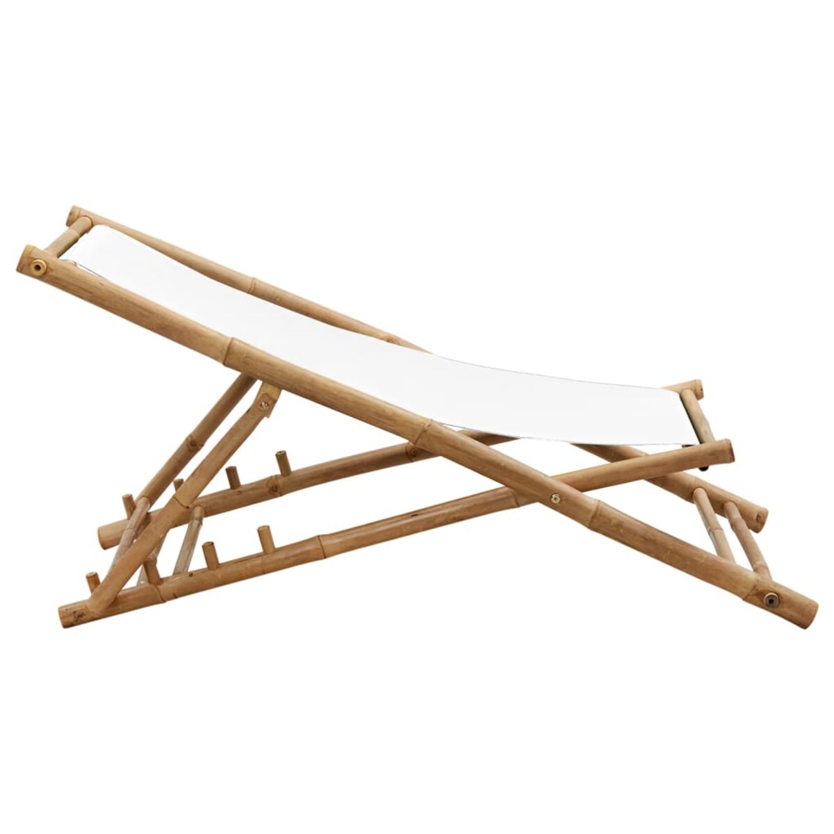 vidaXL Leżak tarasowy, bambus i płótno