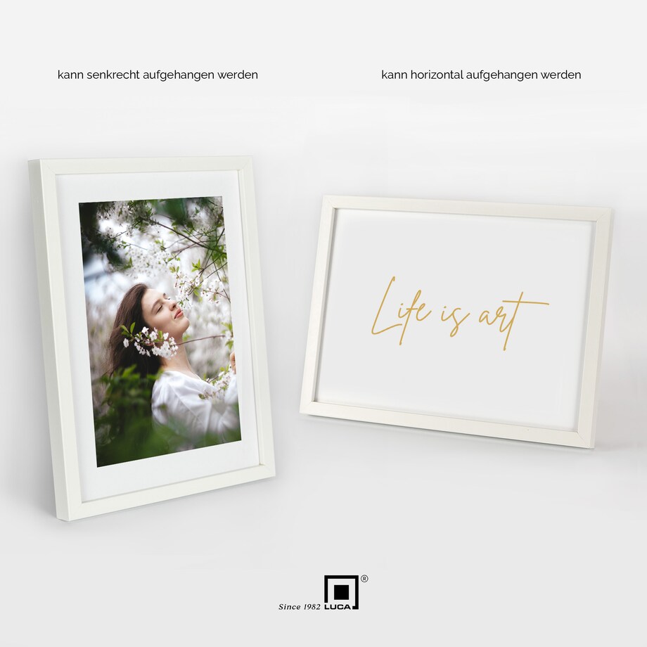 Biała ramka na zdjęcia 20x30 cm rama MDF z plexi klasyczna ramka zawieszka stopka